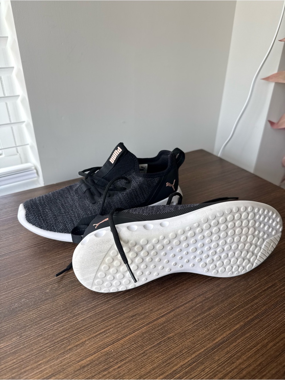 Puma Women’s Black Knit Athletic Sneakers with White Sole - Picture 5 of 6